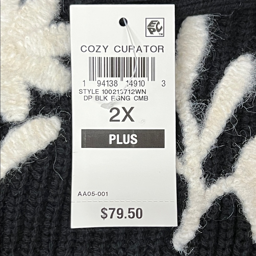 Style & Co. Black Sweater with White Floral Design - Picture 7 of 8